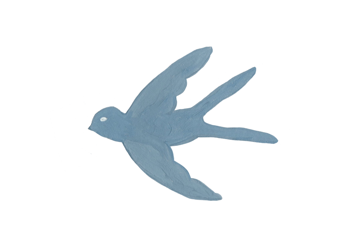 Blue bird (swallow) silhouette on a transparent background