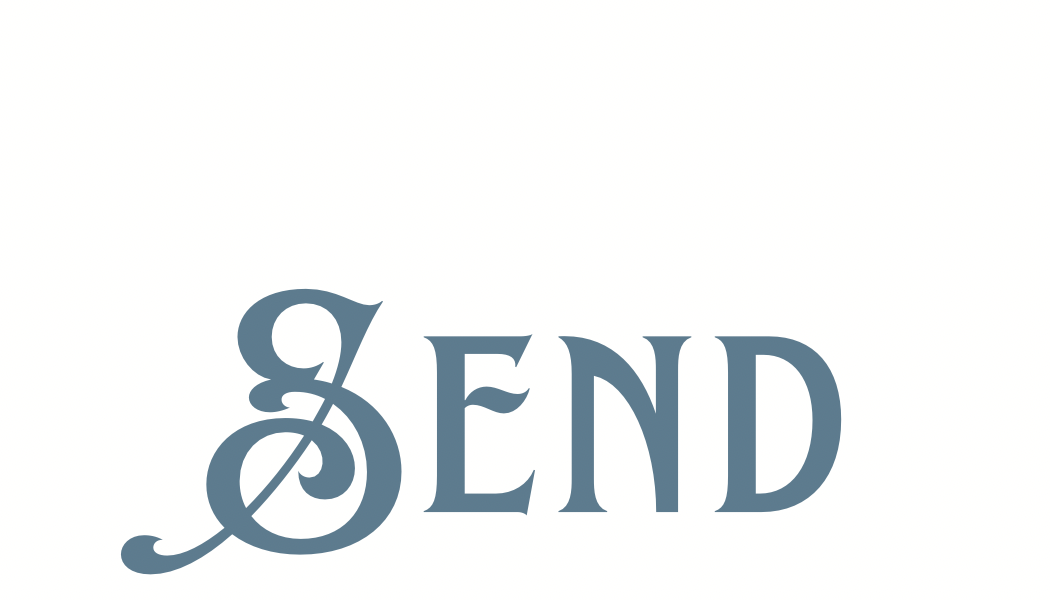 Decorative 'SEND' text with a stylized letter 'S' on a white background